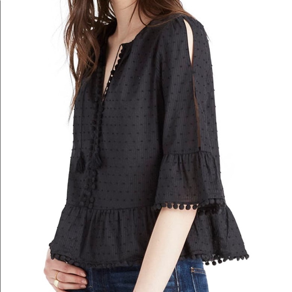 Madewell Black Textured Blouse